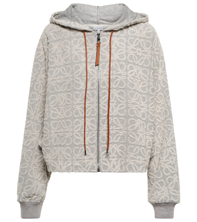 Loewe Anagram Jacquard Cotton Hoodie In Grey ecru ModeSens