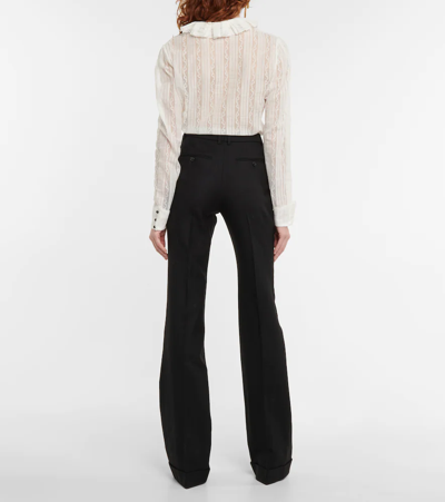 Shop Saint Laurent High-rise Wool Flared Pants In Noir