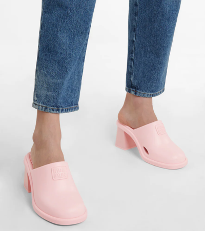 Miu Miu Logo Clogs In Rosa