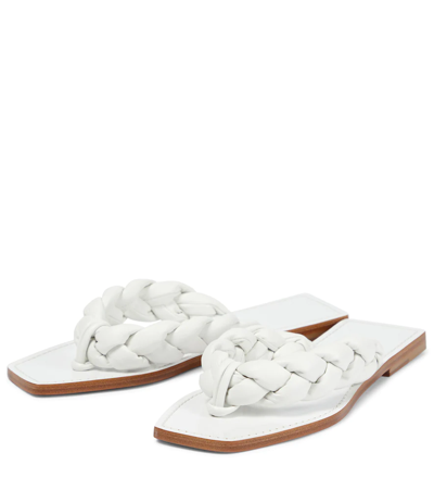 Shop Christian Louboutin Briotonga Leather Thong Sandals In Bianco