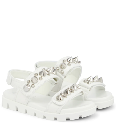 Shop Christian Louboutin Spikita Cool Leather Sandals In Bianco
