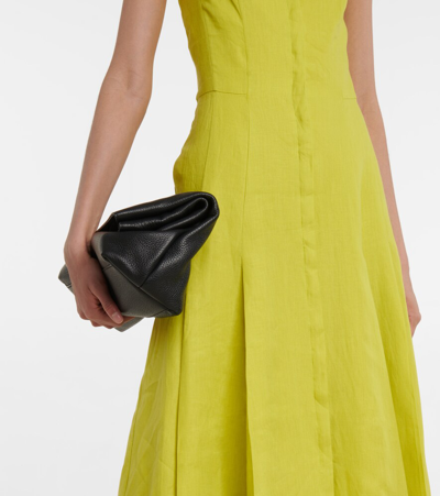 Shop Gabriela Hearst Margritte Linen Midi Dress In Lime Adamite