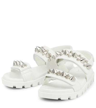 Shop Christian Louboutin Spikita Cool Leather Sandals In Bianco