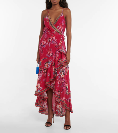 Shop Camilla Embellished Floral Silk Midi Dress In Boheme Blooms