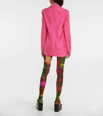 Shop Dries Van Noten Ruched Printed Tights In Fuchsia