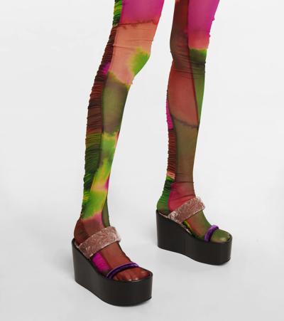 Shop Dries Van Noten Ruched Printed Tights In Fuchsia