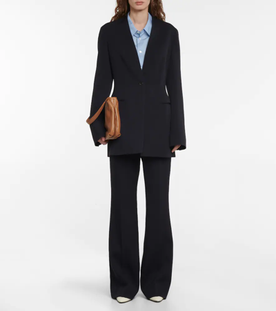 Shop The Row Vasco Mid-rise Wool-blend Pants In Navy