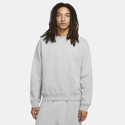 Shop Nike Men's Solo Swoosh Fleece Crew In Grey