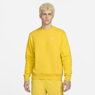 Shop Nike Men's  Sportswear Club Fleece Crew In Yellow