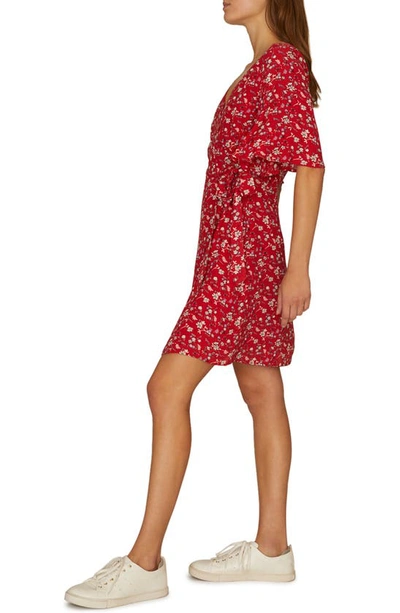 Sanctuary Girl On Fire Floral Print Wrap Dress In Simply Red