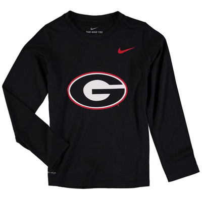 Shop Nike Youth  Heathered Black Georgia Bulldogs Legend Logo Long Sleeve Performance T-shirt In Heather Black
