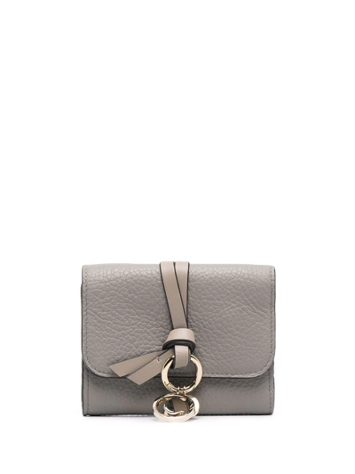 Shop Chloé Alphabet Tri-fold Wallet In Grey