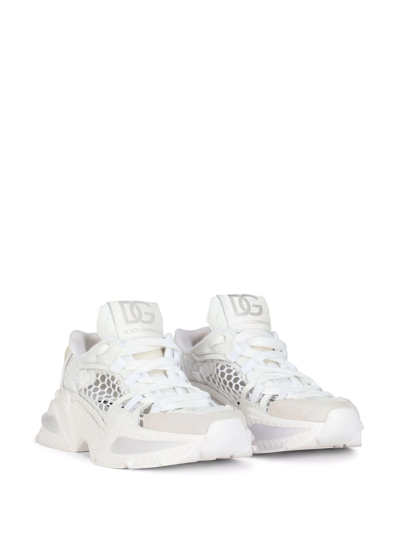 Dolce & Gabbana Dolce And Gabbana Woman's White Air Master Mix Of  Materials Sneakers In White