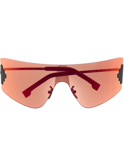 Shop Marcelo Burlon County Of Milan Bolax Shield Sunglasses In Red
