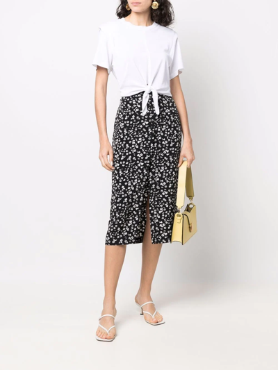 Shop Calvin Klein Jeans Est.1978 Floral-print Button-up Straight Skirt In Schwarz