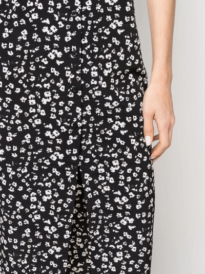 Shop Calvin Klein Jeans Est.1978 Floral-print Button-up Straight Skirt In Schwarz