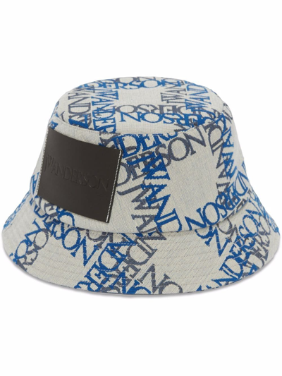 Shop Jw Anderson Jacquard-logo Bucket Hat In White