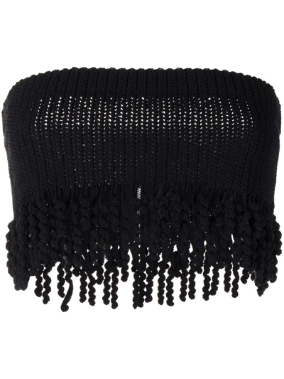 Shop Dion Lee Wave Crochet Bandeau Top In Schwarz