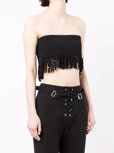 Shop Dion Lee Wave Crochet Bandeau Top In Schwarz