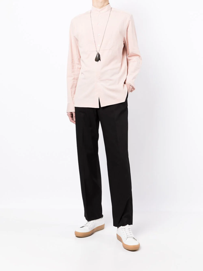 Shop Shiatzy Chen Mandarin-collar Fitted Shirt In Pink