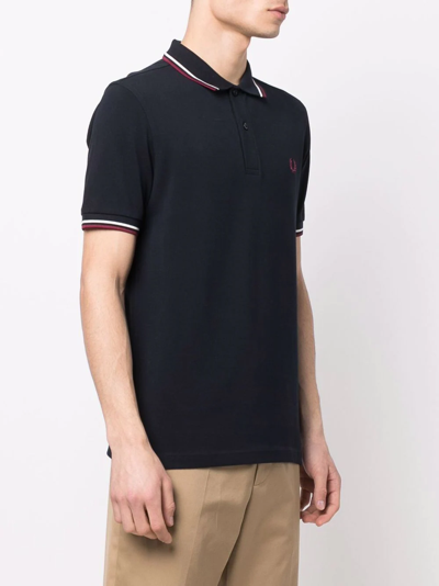 Shop Fred Perry Embroidered-logo Polo Shirt In Blau