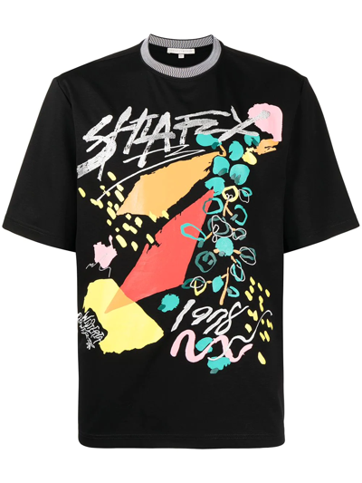 Shop Shiatzy Chen Logo Graphic Print T-shirt In Black