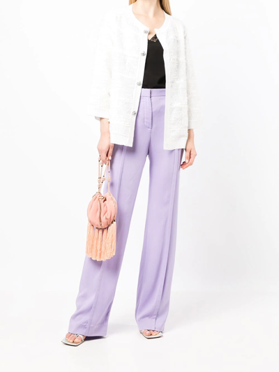 Shiatzy Chen Textured-knit Crop-sleeve Cardigan In White
