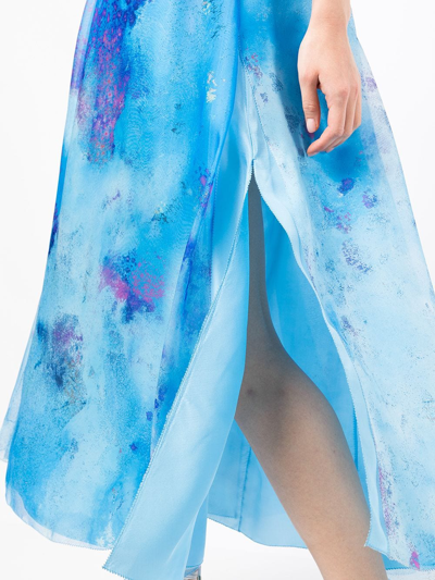 Shop Shiatzy Chen Printed Silk Dress In Blue