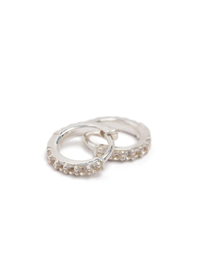Shop Dower & Hall Sapphire Embellished Sterling-silver Hoops In Silber