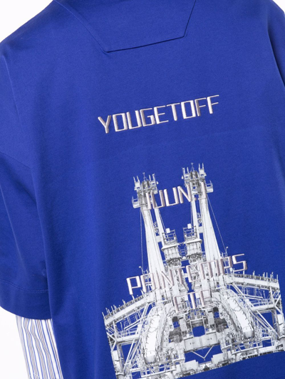 Shop Juunj Graphic-print Cotton T-shirt In Blau