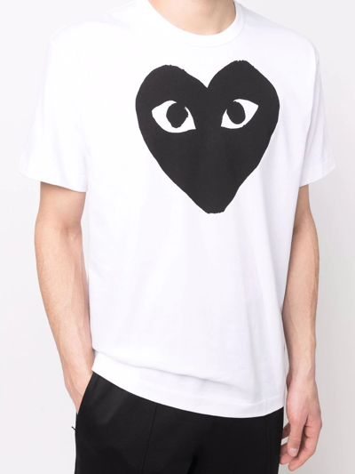 Shop Comme Des Garçons Play Logo-print T-shirt In Weiss