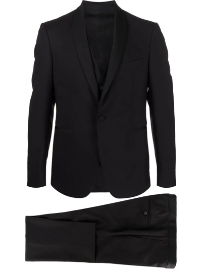 Shop Tagliatore Virgin-wool Three-piece Dinner Suit In Schwarz