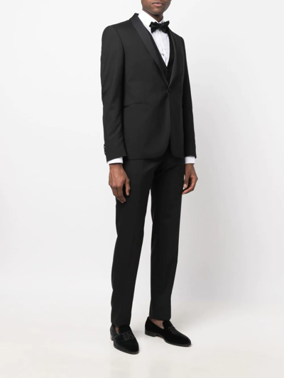 Shop Tagliatore Virgin-wool Three-piece Dinner Suit In Schwarz