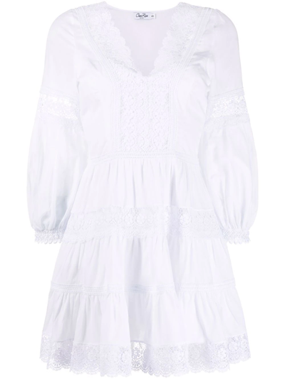 Shop Charo Ruiz Violette Lace-trim Mini Dress In Weiss