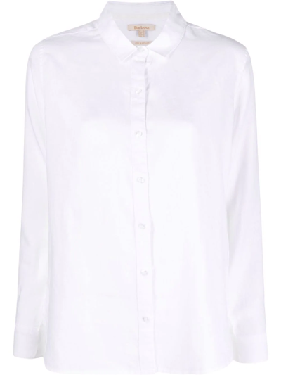 Shop Barbour Marine Fine Stripe-print Linen Shirt In Weiss