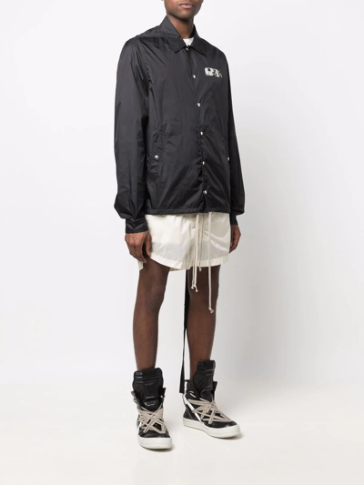 Shop Rick Owens Drkshdw Logo-print Snap Front Jacket In Schwarz