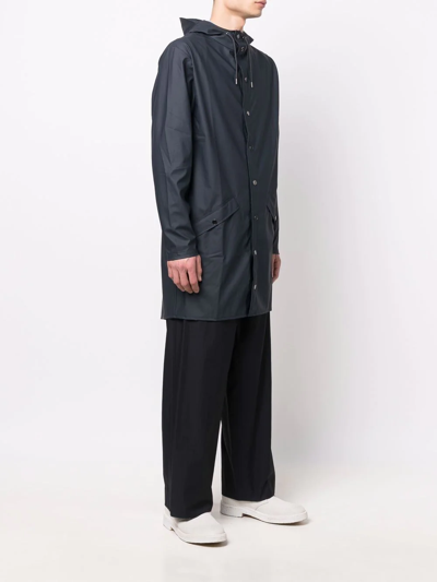 Rains Drawstring Hood Raincoat In Blau