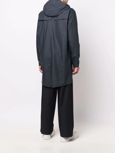 Rains Drawstring Hood Raincoat In Blau