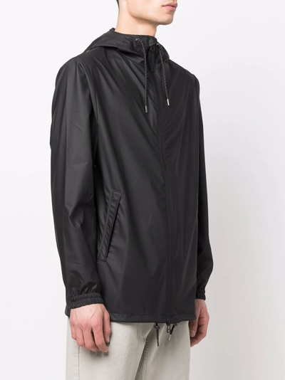 Shop Rains Drawstring Hooded Jacket In Black