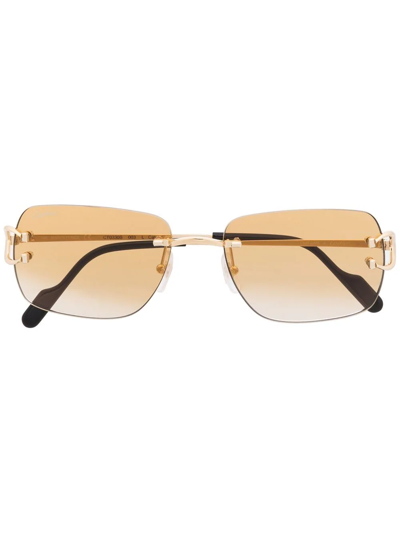 Shop Cartier Square-frame Sunglasses In Gold