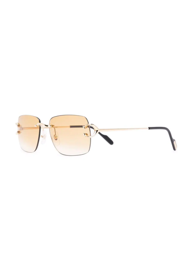 Shop Cartier Square-frame Sunglasses In Gold