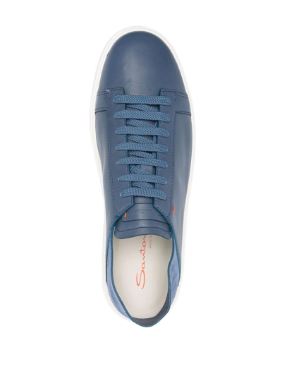 Shop Santoni Leather Low-top Sneakers In Blau