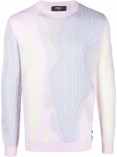 Shop Fendi Abstract-pattern Cotton-blend Jumper In Rosa