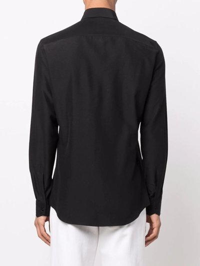 Shop Fendi Logo-patch Button-up Shirt In Schwarz