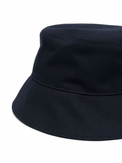 Shop Fendi Logo-patch Bucket Hat In Blau