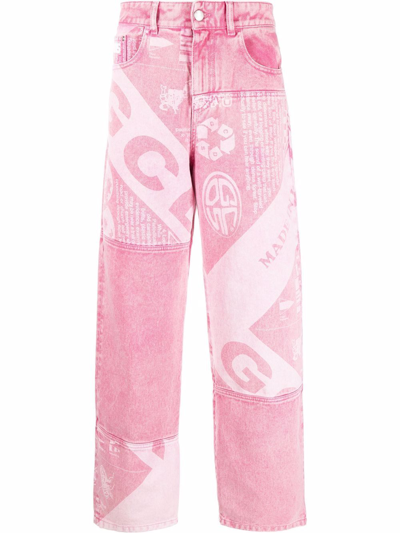 GCDS LOGO-PRINT STRAIGHT JEANS 