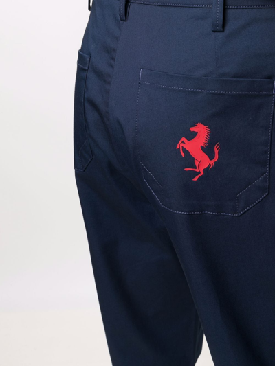 Shop Ferrari Logo-print Straight-leg Trousers In Blau
