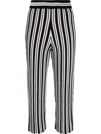 Shop Jil Sander Striped Cropped Trousers In Weiss