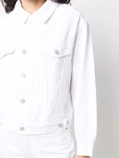 Shop Agolde Drop-shoulder Organic-cotton Denim Jacket In Weiss