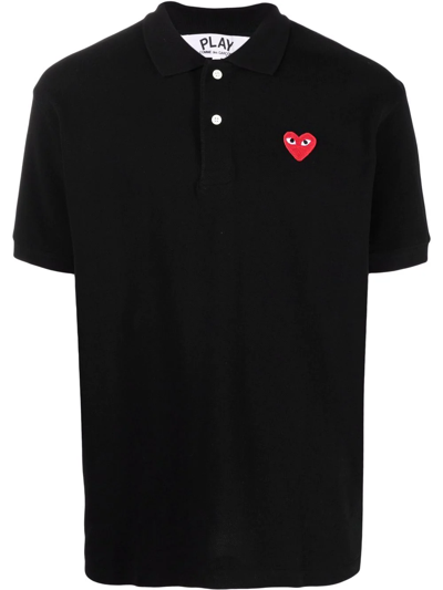 Shop Comme Des Garçons Logo-patch Polo Shirt In Schwarz